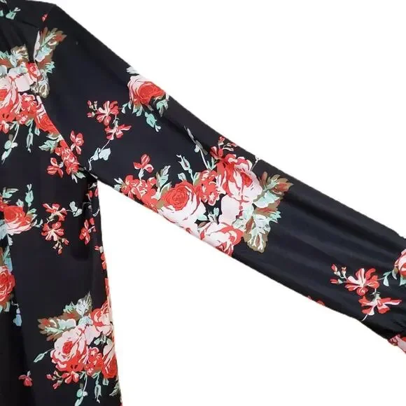 Ecowish 70s Asian Inspired Floral Open Front Cardigan Lightweight Women's XL - Picture 6 of 7